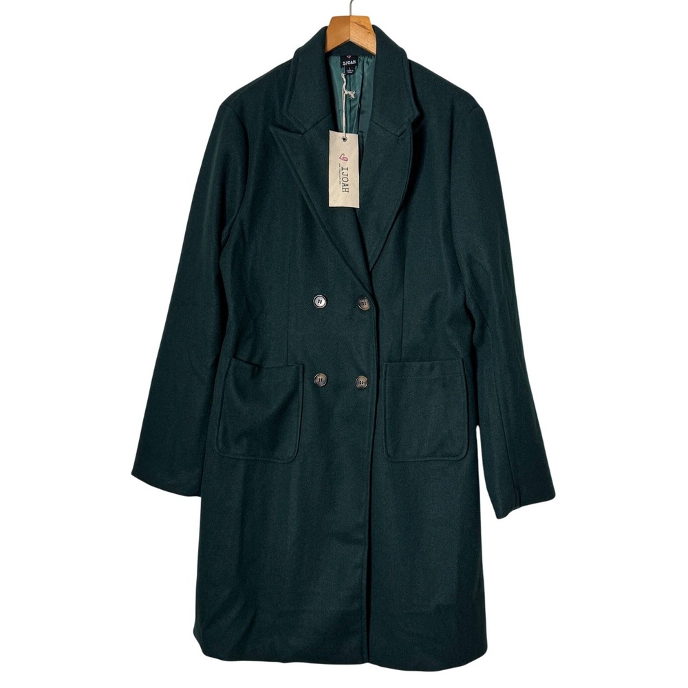 IJoah Womens Forest Green Double Breasted Coat Peacoat Jacket Size Large NEW